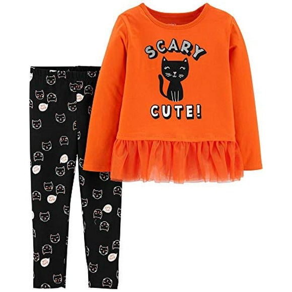 2-Piece Cat Top & Legging Set 3 Months Orange