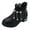 Black, variant on Girls Ankle Boots Breathable Lace Block Heel Short Booties Fashion Pearl Rhinestone Priness Shoes