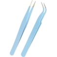 thumbnail image 1 of HLONK 2 Pcs Pinces à Cils en Acier Inoxydable Extensions de Cils Pinces à Cils Pointe Droite et Courbée Pinces à Cils (Bleu), 1 of 5