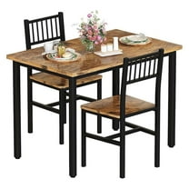 3 Piece Dining Table Set for 2, Small Kitchen Table Set for 2 with Chairs,Wood Breakfast Nook Table and Chairs Set of 2,Dinette Set for Small Space,Dining Room,Apartment, Brown