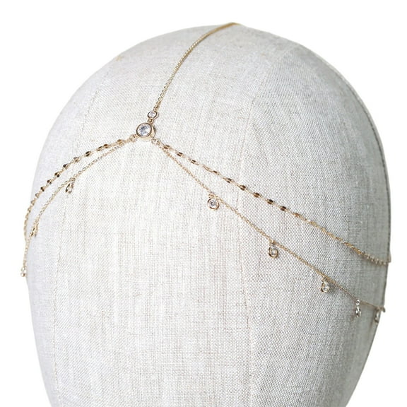 BELOWSYALER Crystal Long Tassels Head Chain Bridal Jewelry Rhinestone Forehead Chain Fashionable Headpiece for Ladies Hair Accessory