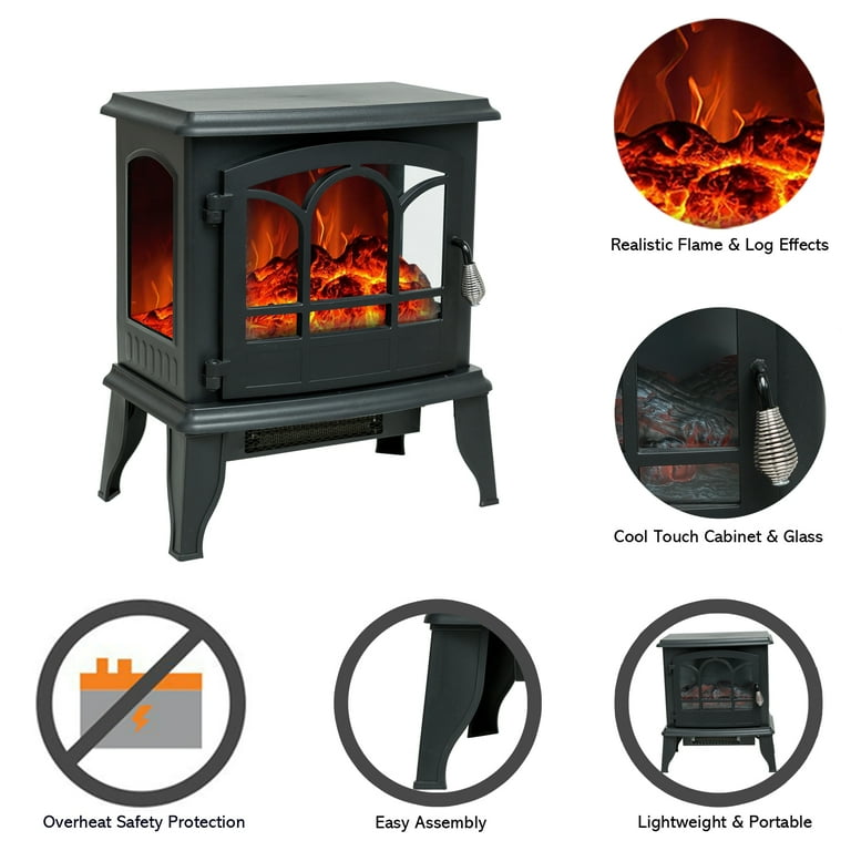 C-Hopetree Portable Freestanding Electric Wood Stove Fireplace with Flame  Effect, 20 inch Tall - Walmart.com