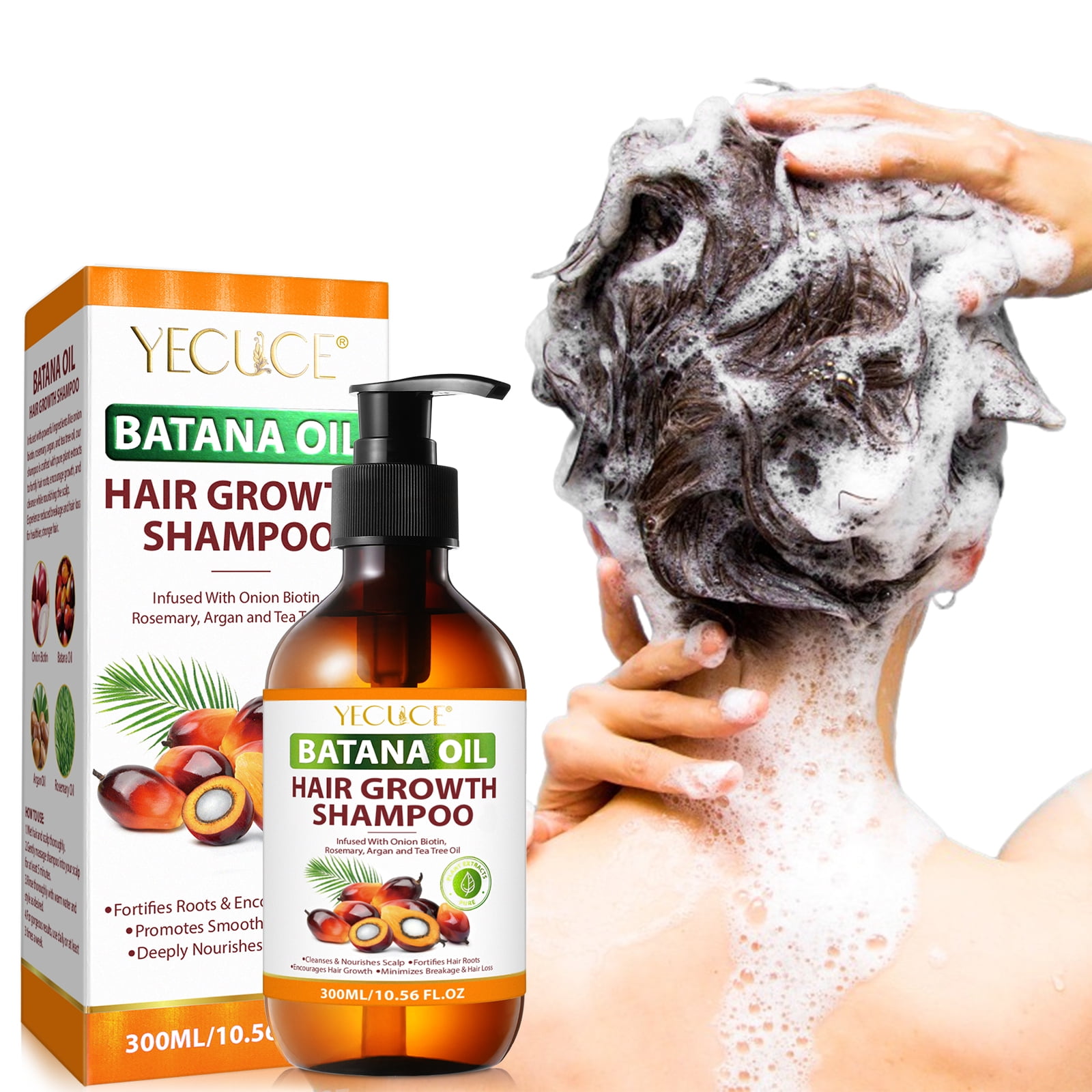 Yecuce Batana Oil Hair Shampoo,Pure Plant Extracts Cleansing and Nourishing Scalp Shampoo,Daily Hair Cleaning & Care,Unisex,10.1 fl.oz