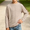 thumbnail image 6 of EnJoCho Kids Striped T Shirt Long Sleeve Crewneck Soft Basic Layer Top Raglan Casual Warm Tee for Boys Girls Toddler Fall Winter School Daily Outdoor Wear, 6 of 6