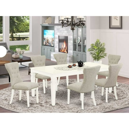 East West Furniture Dining Room Set Linen White LGGA7-LWH-35 East West Furniture Dining Room Set Linen White LGGA7-LWH-35