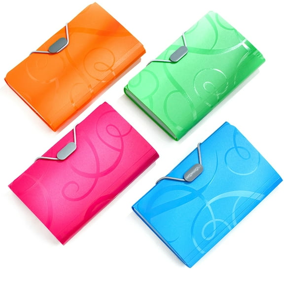 A6 Accordion File Folder, Multi-Layer Plastic Document Organizer, 13 Expandable Pockets, Elastic Closure, Portable and Long-lasting, Assorted Colors for Home, Office, and Travel, Set of 4