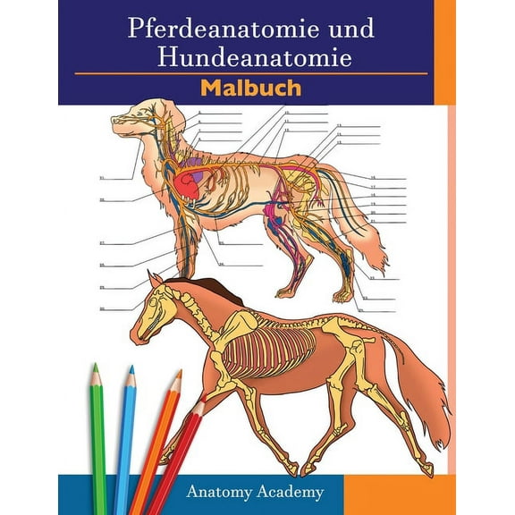 Farbbuch für Pferde- und Hundeanatomie: 2-in-1 Zusammenstellung Unglaublich detailliertes Arbeitsbuch zum Selbsttest für, (Paperback)