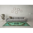 thumbnail image 3 of Ahgly Company Indoor Rectangle Oriental Turquoise Blue Industrial Area Rugs, 2' x 5', 3 of 4