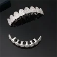 thumbnail image 2 of FEEL STYLE Dental Grills Set For Unisex Bling AAA+ Micro Zircon Silver-Plated Copper Top Bottom Teeth Grillz Hip Pop Jewelry, 2 of 8