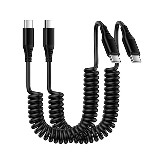 Retractable USB C Cable, 2Pack 3ft Coiled USB-C to Type C Fast Charge Cord for Car, USB-C Charging Cable for iPhone 16 15 Pro Max,Pixel 9 Pro XL 8a 8 7 Pro,Samsung Galaxy S24 S23 Ultra A15 A54 A14 5G