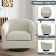 thumbnail image 6 of UIXE Swivel Barrel Accent Chair, Modern Round Linen Arm Chair for Living Room, Bedroom, Comfy Club Reading Chairs, Beige, 6 of 6