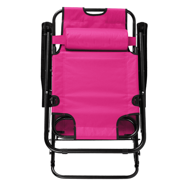 Folding Recliner Chair, Portable Extendable Folding Reclining Chairs for Indoor Outdoor, Pink