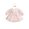 thumbnail image 2 of Yunliwuli Girls Autumn Casual A-line Dress Long Sleeve O Neck Flower Embroidery Tulle Princess Dress with Headband, 2 of 10