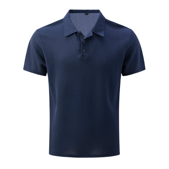 Men's Button Up Turn Down Lapel Short Sleeve Solid Color Sports Shirt - Polyester Casual Shirt for Outdoor and Home
