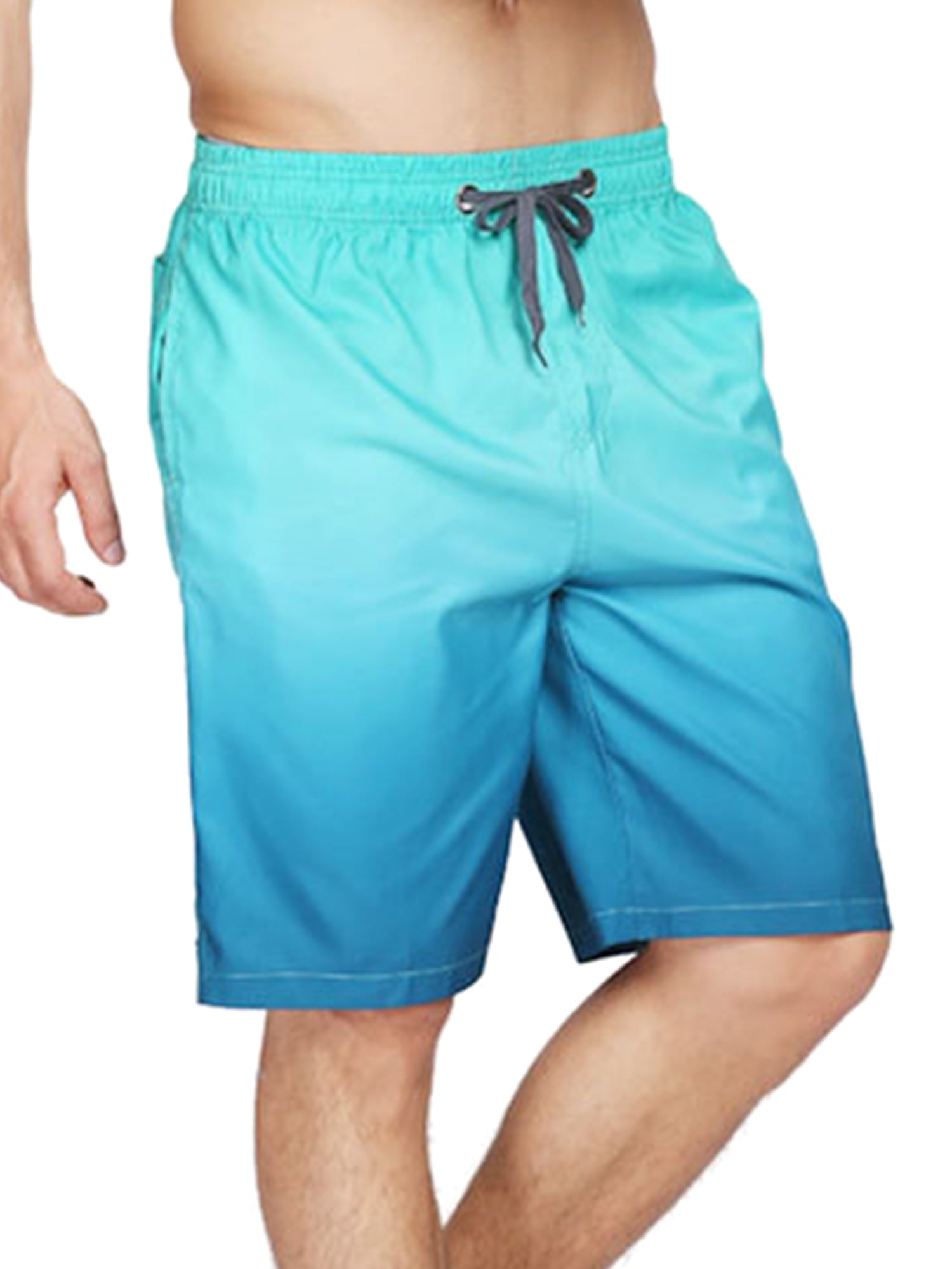 Mens Blue Lighting Popular Quick Dry Swim Trunks Elastic Drawstring Cargo Shorts with Pocket
