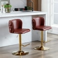 thumbnail image 3 of Swivel Bar Stools Set of 2, Upholstered Barstools Adjusatble Seat Height, Bar Stools with Backrest for Home Pub and Kitchen Island, Burgundy+Gold, 3 of 9