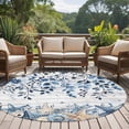 thumbnail image 4 of Round Area Rug 7 Ft, Blue Coastal Starfish Washable Non-Slip Circle Carpet for Living Room/Bedroom, Beach Nautical Shell Eucalyptus Wooden Low-Profile Large Runner Mat Collection Rugs for Indoor, 4 of 8