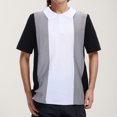thumbnail image 2 of YDLCAFD Mens Fashion Casual Knit Lapel Short Sleeve Striped Color Block T Shirt Jacket Tops, 2 of 9