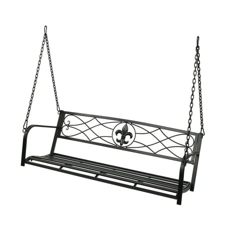 Flat Tube Double Swing Chair with Thick Back Line - Black (Swing Frame Not Included) | Comfortable Seat  Sturdy Construction  Relaxing Outdoor Furniture Option for Two