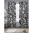 thumbnail image 3 of Grey Black Botanical Semi Sheer Curtains 84 Inch Length 2 Panels Set, Pastoral Spring Floral Summer Art Sheer Kitchen Curtain Privacy Voile Window Curtain for Living Room Bedroom Rod Pocket Drapes, 3 of 7