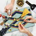 thumbnail image 4 of Psychedelic Cutting Board, Geometric Composition with Colorful Zigzag Chevron Lines Squares Digital Grid, Decorative Tempered Glass Cutting and Serving Board, Large Size, Multicolor, by Ambesonne, 4 of 5