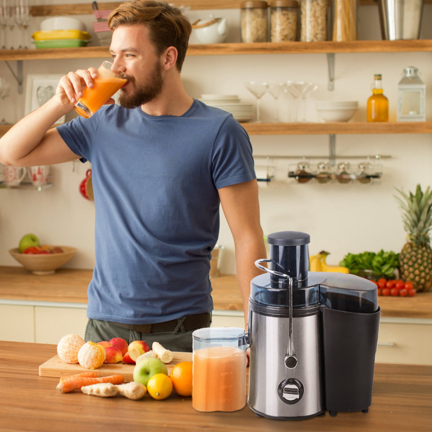 Juicer Extractor Easy Clean, 1000W 2 Speeds Control,  Stainless Steel BPA Free, Silver