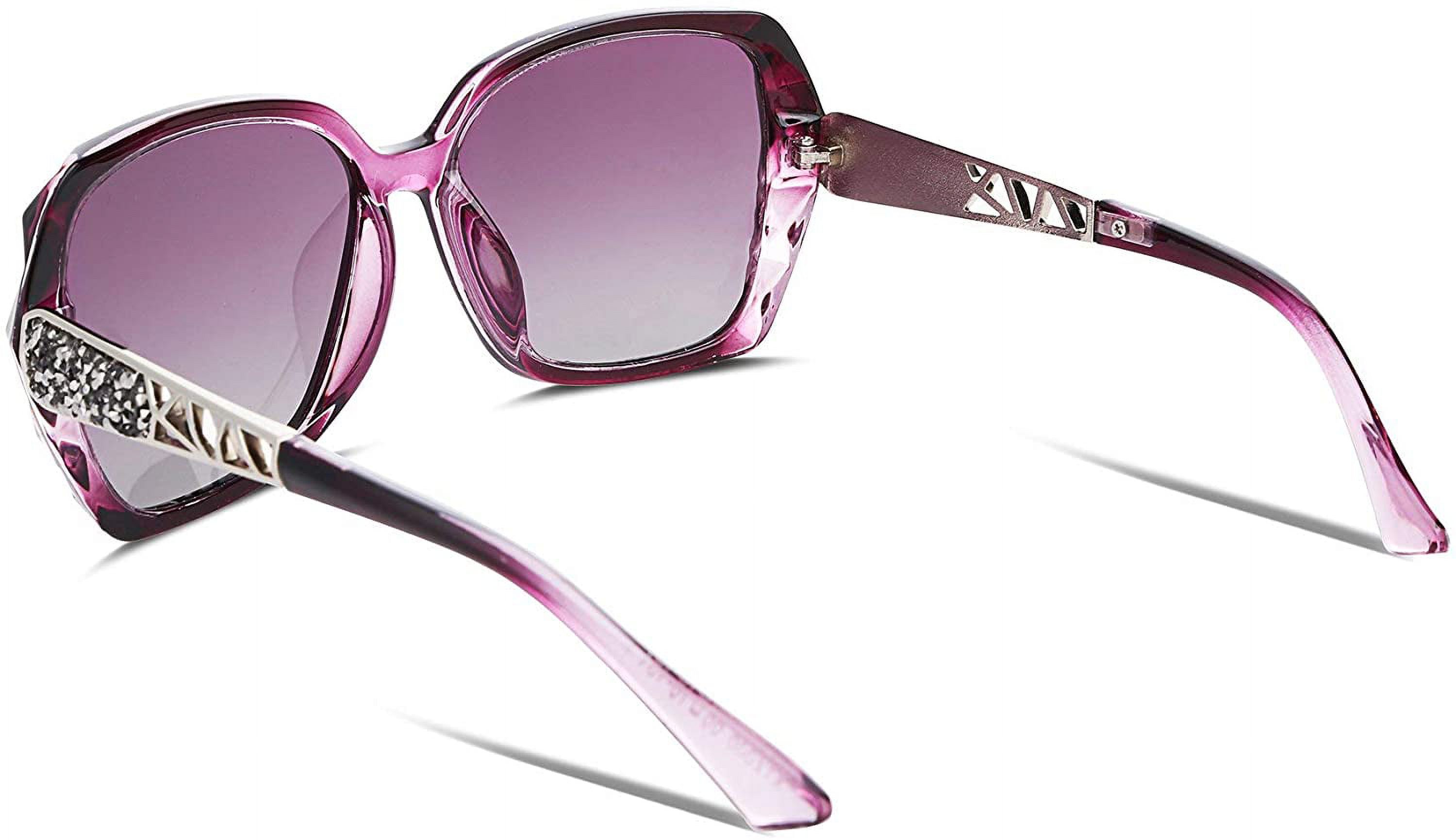 Women Square Polarized Sunglasses Sparkling Composite Shiny 