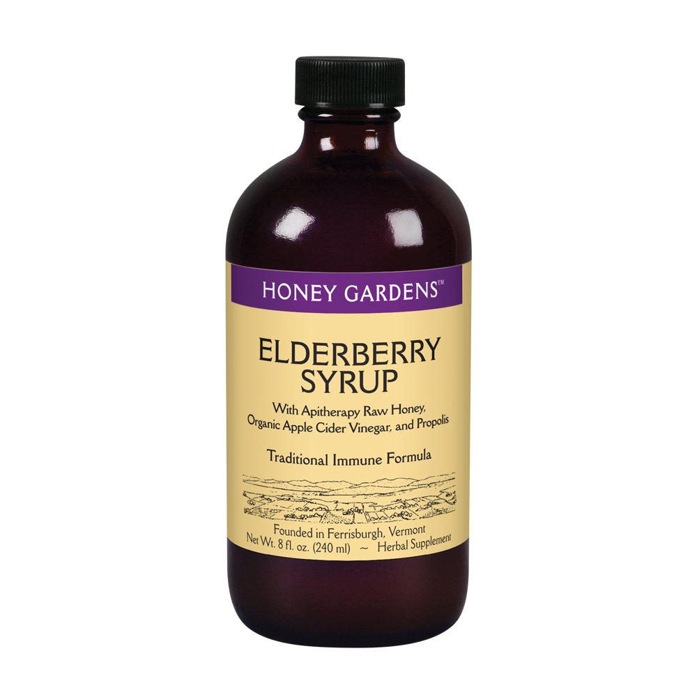 Honey Gardens Elderberry Syrup with Apitherapy Raw Honey, Propolis