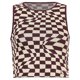 thumbnail image 5 of Marrón M Camiseta sin mangas de lana con cuello redondo y estampado irregular a cuadros a la moda europea y americana en contraste, 5 of 8