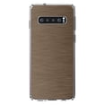 thumbnail image 1 of DistinctInk Clear Shockproof Hybrid Case for Samsung Galaxy S10+ PLUS(6.4" Screen) - TPU Bumper, Acrylic Back, Tempered Glass Screen Protector - Brown Stainless Steel Image - Printed Stainless, 1 of 2
