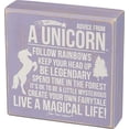 thumbnail image 2 of Advice from a Unicorn - Primitives by Kathy 6 in x 6 in Purple Wooden Box Sign, 2 of 3