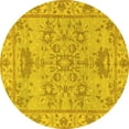 thumbnail image 1 of Ahgly Company Machine Washable Indoor Round Oriental Yellow Traditional Area Rugs, 8' Round, 1 of 4