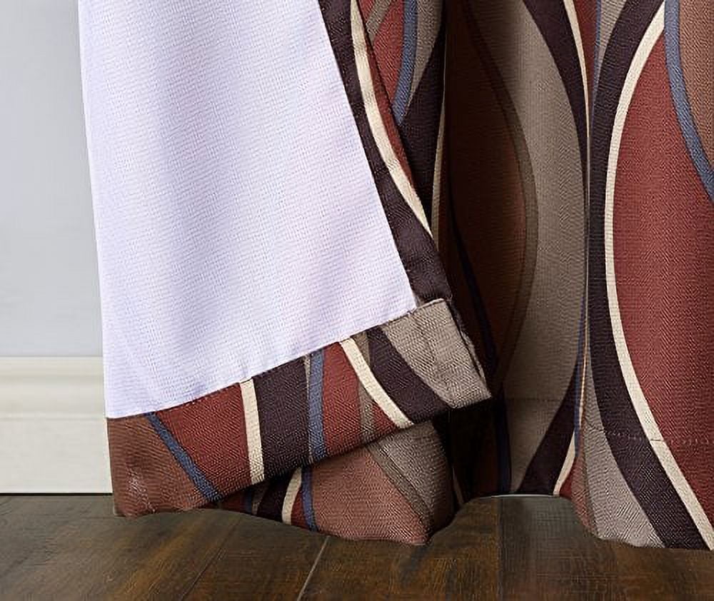 No. 918 Intersect Wave Print Casual Textured Curtain Panel, 48"x84", Paprika Red