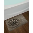 thumbnail image 2 of Barn Wood Wagon Wheel Bath Mat, Antique Aged Carriage Vehicle Wheel on the Wall of Barn Grunge Western, Non-Slip Plush Mat Bathroom Kitchen Laundry Room Decor, 29.5 X 17.5 Inches, Umber, Ambesonne, 2 of 2