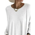 thumbnail image 3 of DYMADE Women Plus Size Crew Neck Long Sleeve Loose Pockets Solid T-shirt Casual Top, 3 of 4