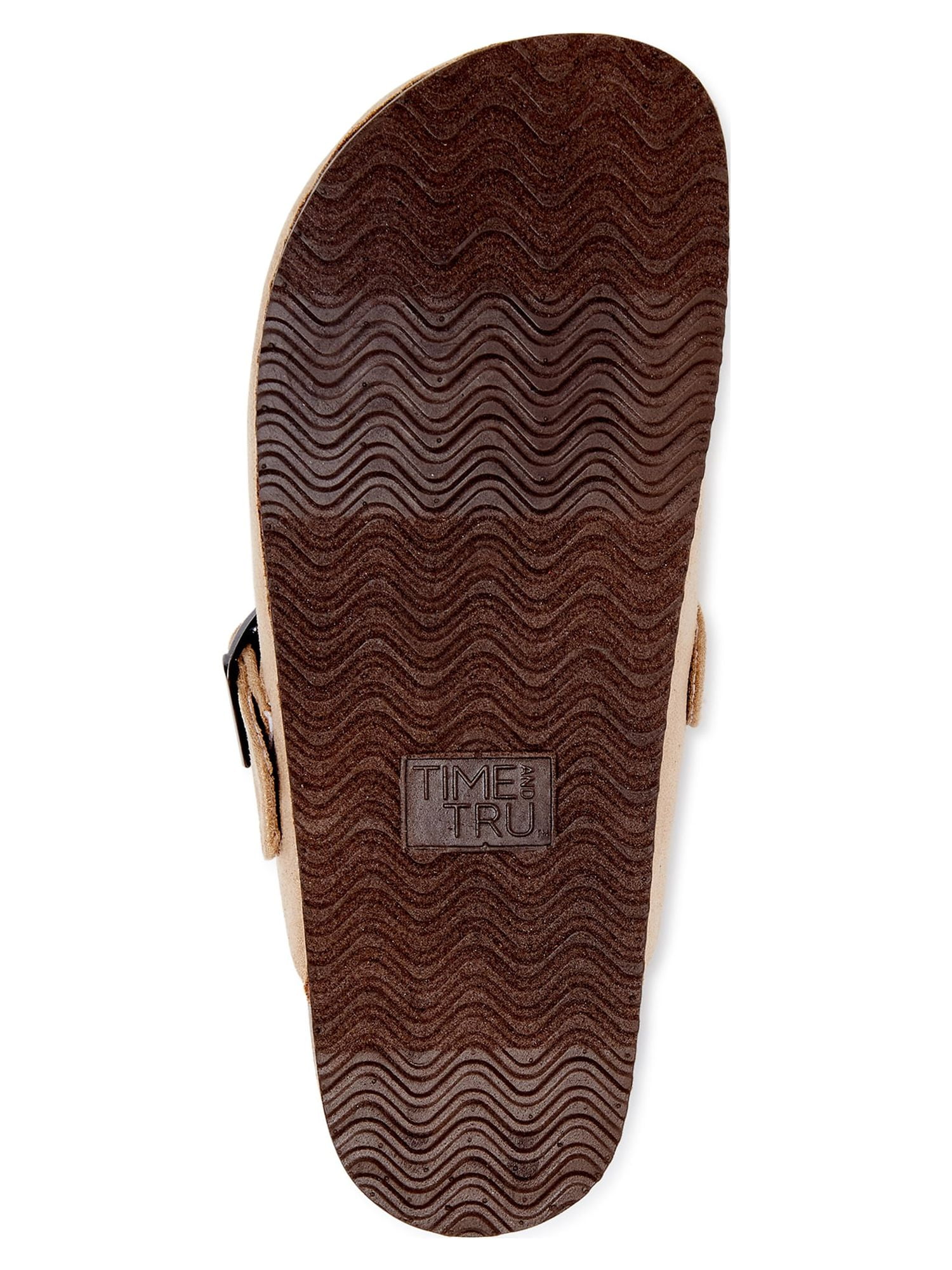 Time and Tru Women's Clogs Buckled Microfiber Casual and Dress Shoes, Flat, Black