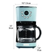 Haden Coffee Machine, 12 Cup Programmable Coffee Maker, Turquoise & Chrome