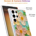 thumbnail image 4 of Case for Samsung Galaxy S22 Ultra, Colorful Retro Oil Painting Print Flowers Laser Glossy Cute Exquisite Floral Blossom Phone Cover Stylish Durable TPU Protective Case for Girls Women - Green, 4 of 17