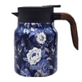 thumbnail image 1 of HLONK Tea   1000ML Vintage Floral Pattern Stainless Steel Insulated Teapot  Built-In Infuser  Wooden Handle, 1 of 7