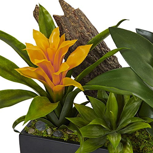 Nearly Natural 1470-PP Dendrobium & Arrangement de Broméliacées&44; Violet
