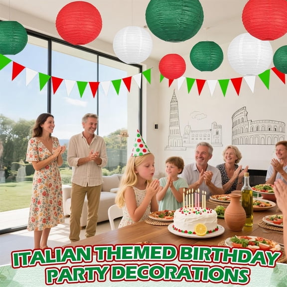13 Pcs Red White Green Italian Party Decorations Set, Hanging Paper Lanterns & Fans, Mexican Fiesta Decor, Christmas Holiday Supplies, Reusable Eco-Friendly Party Backdrop Kit$$Tools & Hardware Other
