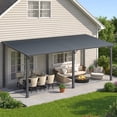 thumbnail image 5 of AECOJOY 20' x 8 Outdoor Hardtop Metal Gazebo, Large Lean-to Wall Mounted Pergola, Galvanized Steel Heavy Duty Patio Awning & Grill Gazebo for Backyard & Decks, 5 of 7