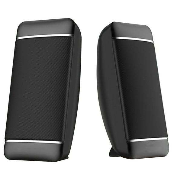 ELAYARD Black Home PC Speakers with Desktop Microphone, 1 Pair Plastic Computer Audio Speakers