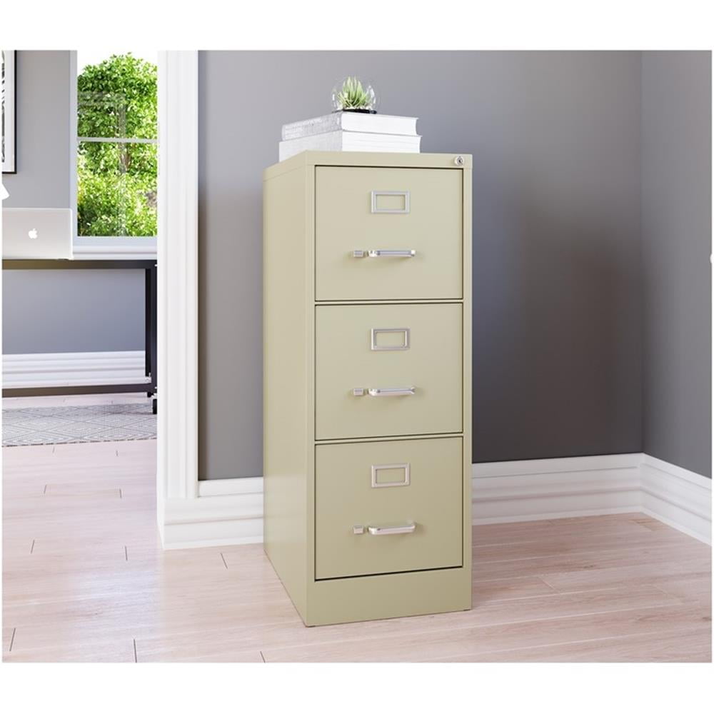 UrbanPro 3 Drawers Vertical Beige Metal Filing Cabinet Pre-assembled