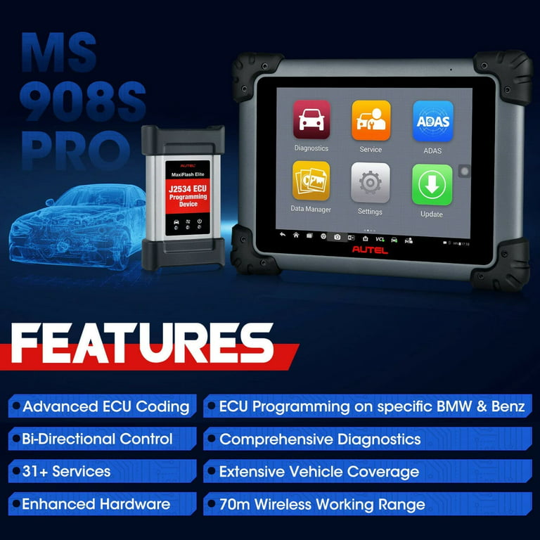 Autel MaxiSys MS908S Pro II Diagnostic Scan Tool ECU Programming with  MSOBD2KIT –