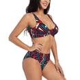 thumbnail image 2 of Daiia Geometric Elements Women's Bikini Set Two Piece Swimsuit High Waisted Bikini Adjustable Straps Bikini Perfect for Beach, Pool, and Summer Vacation-Medium, 2 of 9