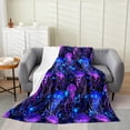 thumbnail image 1 of YST Jellyfish Blanket Queen Inch Sea Life Throw Blanket For Children Blue Purple Neon Ombre Light Ocean Bubbles Fleece Blanket Cartoon Glow Gradient Bed Blanket, 1 of 5
