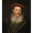 thumbnail image 2 of Govert Flinck 12x14 Gold Ornate Wood Frame and Double Matted Museum Art Print Titled - Bearded Man with a Velvet Cap (1645), 2 of 4