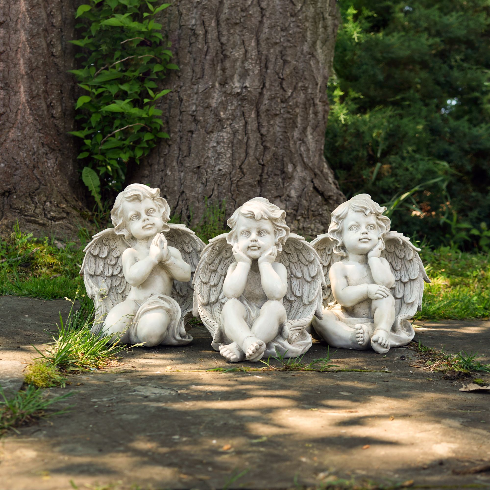 Northlight Set of 3 Sitting Cherub Angel Outdoor Patio Garden Statues 11" - White - image 2 of 4