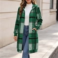 thumbnail image 6 of QIYAGBSA Womens Long Plaid Coat Soft Tweed Hooded Zip Up Drawstring Fall Winter Outerwear with Pockets (Green, L), 6 of 9